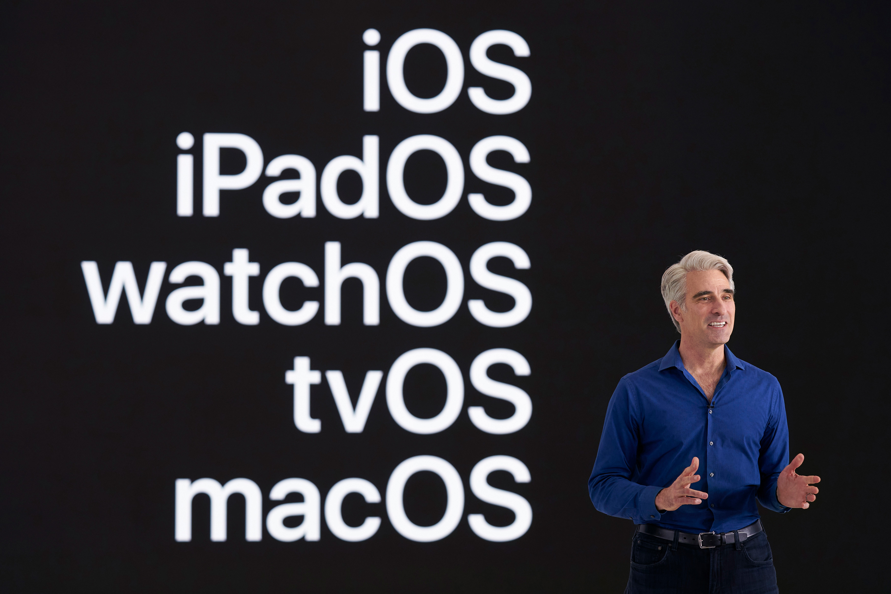 Craig Federighi speaks at WWDC20.