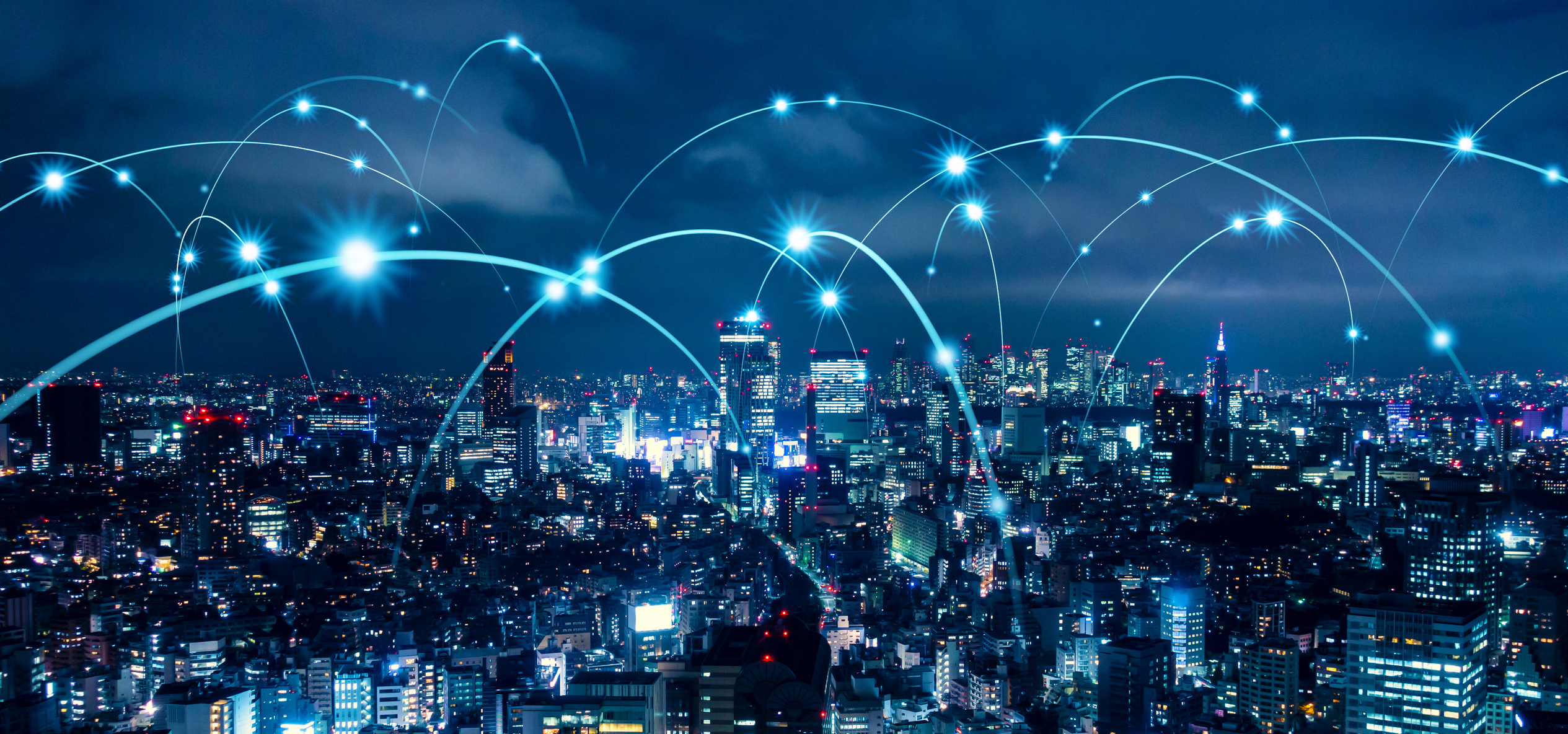 Wireless connections across a city.