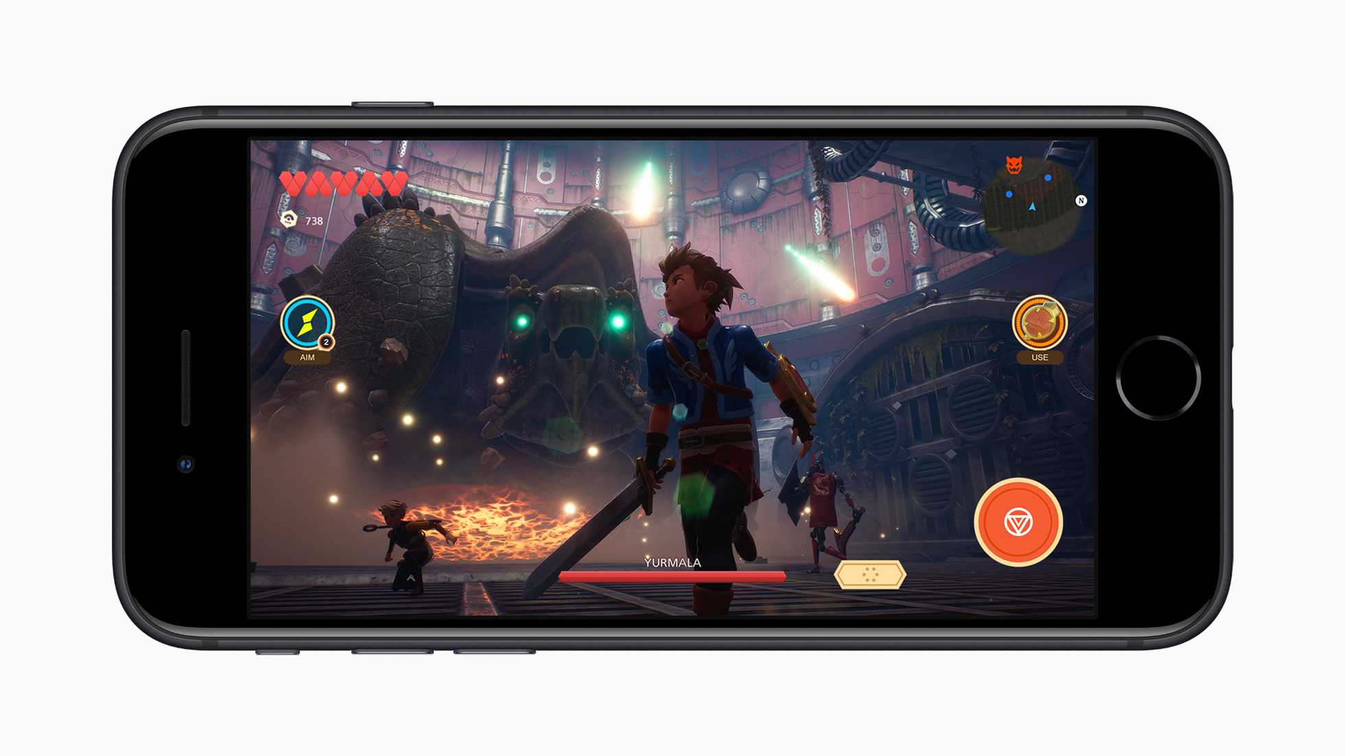 A game running on Apple's new iPhone SE.