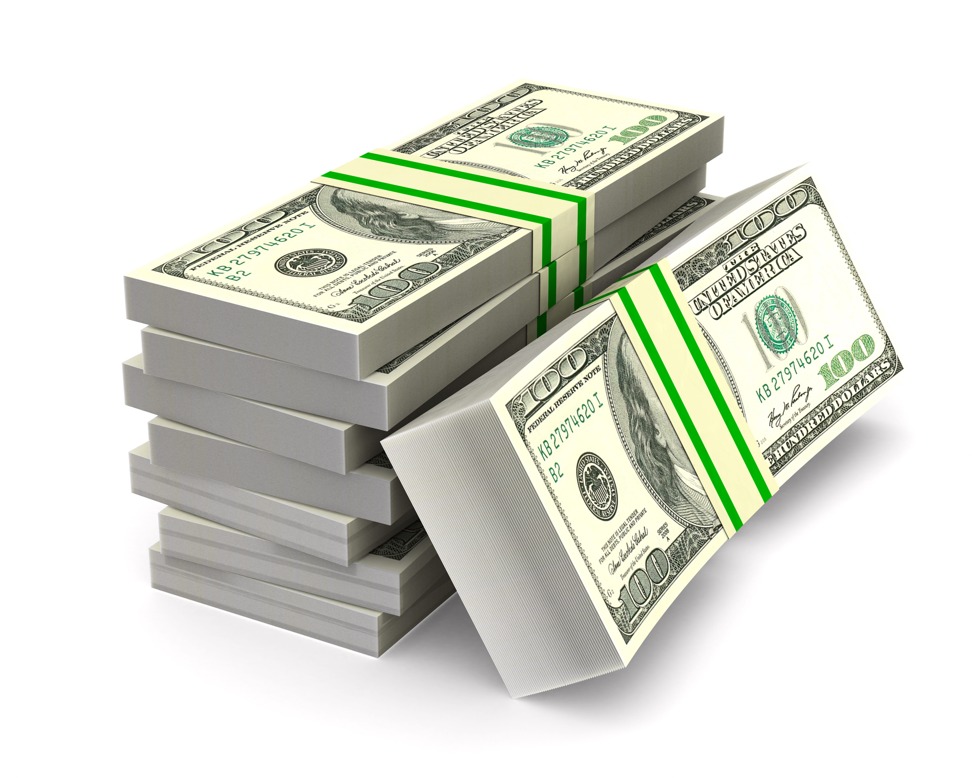 Stacks of $100 bills