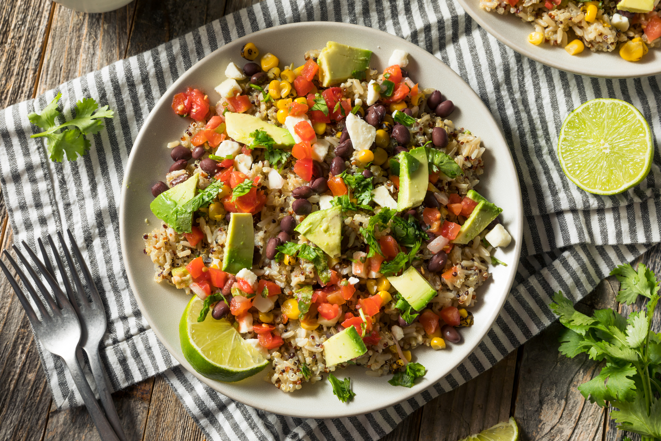 A bowl of fresh Mexican-inspired food.