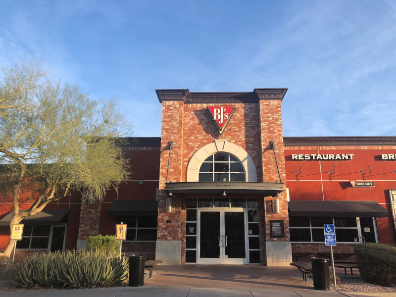 The outside of a BJ's Restaurant location