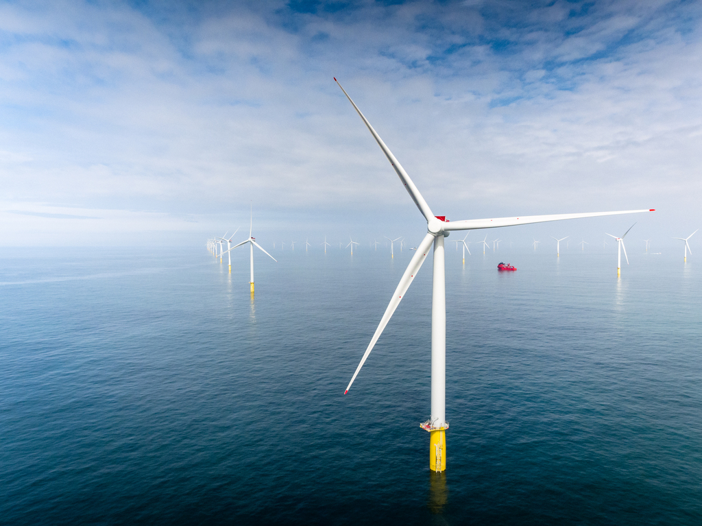 Wind turbines at Equinor's Dudgeon Offshore Wind Farm in the North Sea