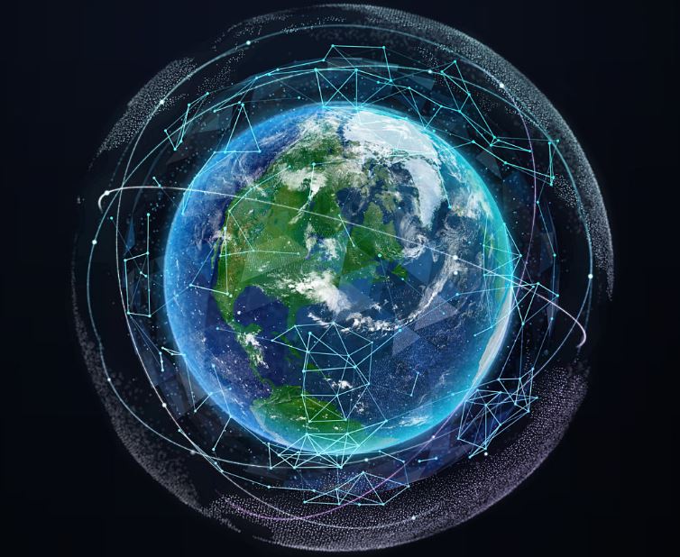 Satellite network around Earth
