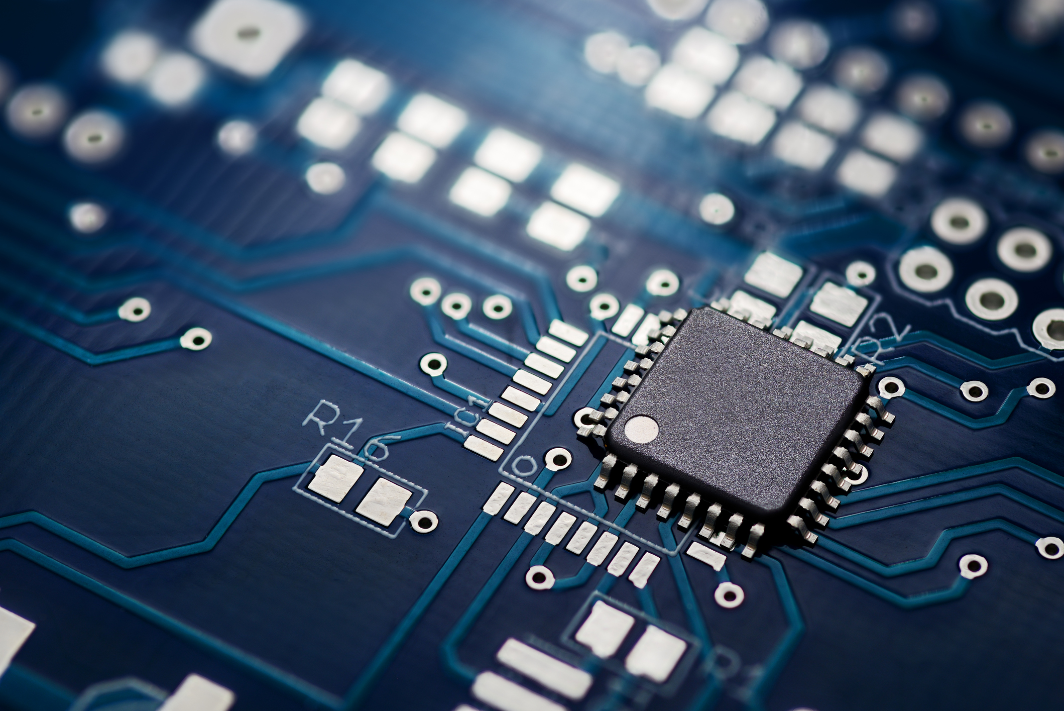 A semiconductor on a circuit board.
