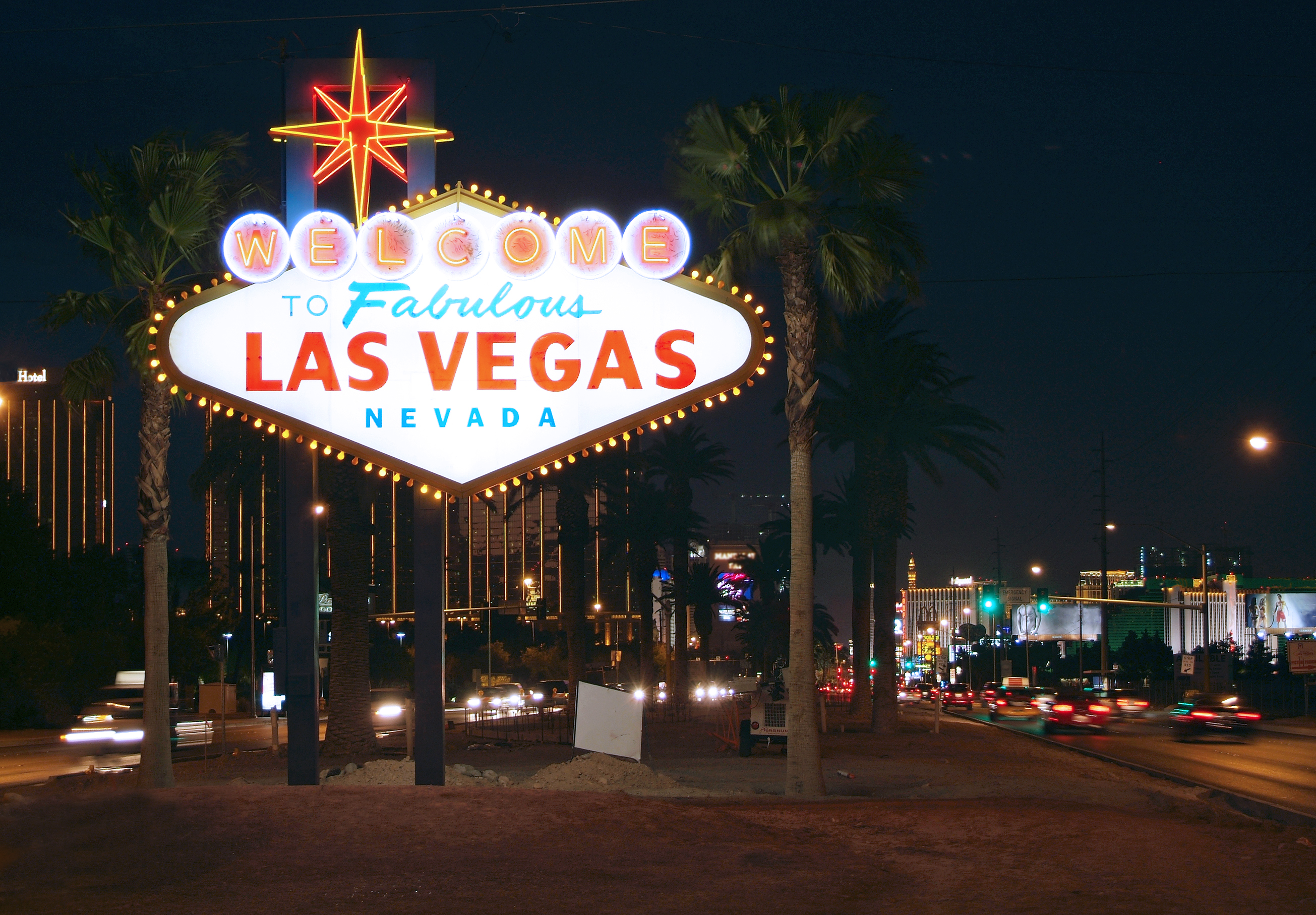 A lighted sign reads Fabulous Las Vegas Nevada.