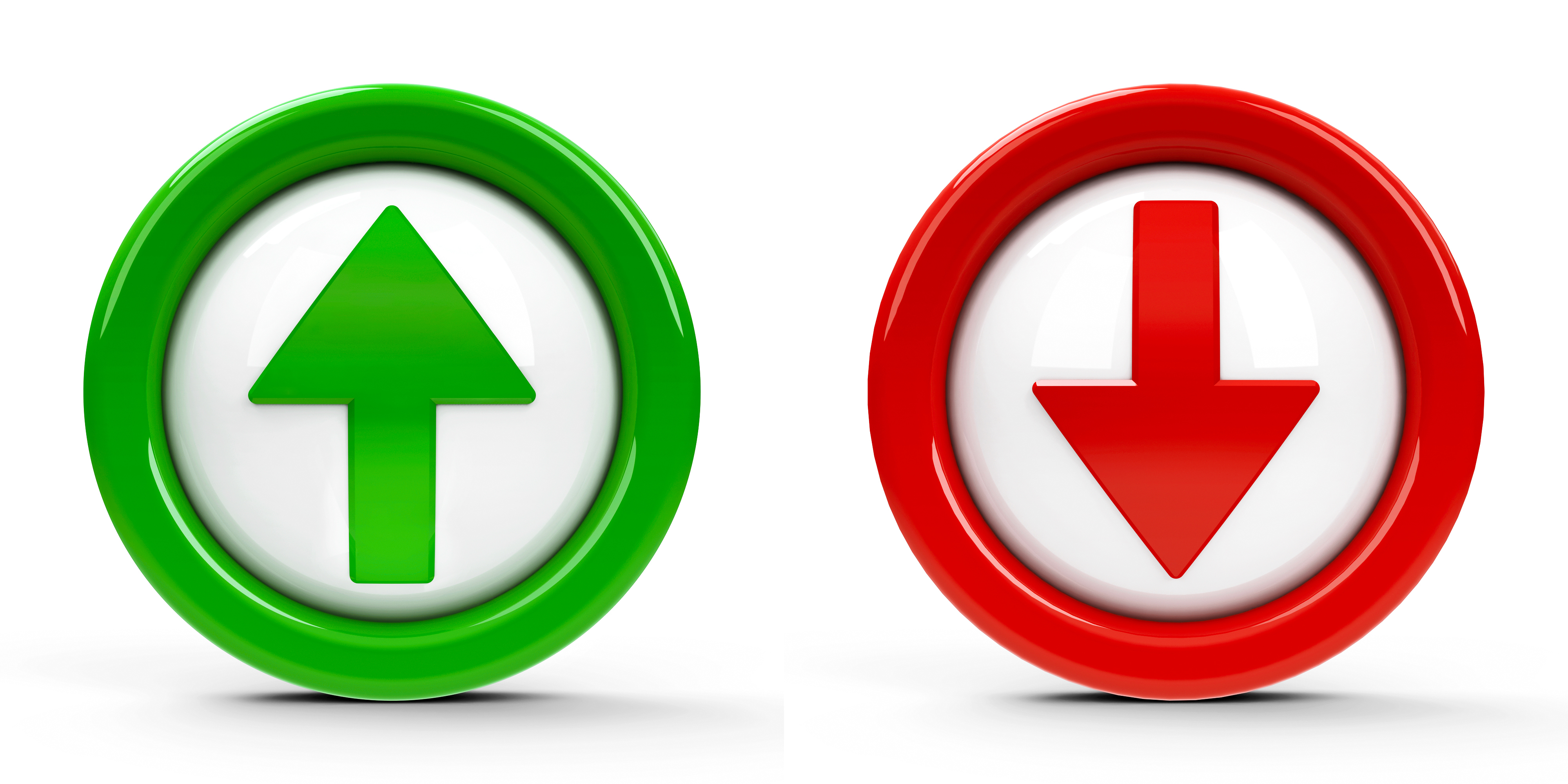 Green up arrow button and red down arrow button