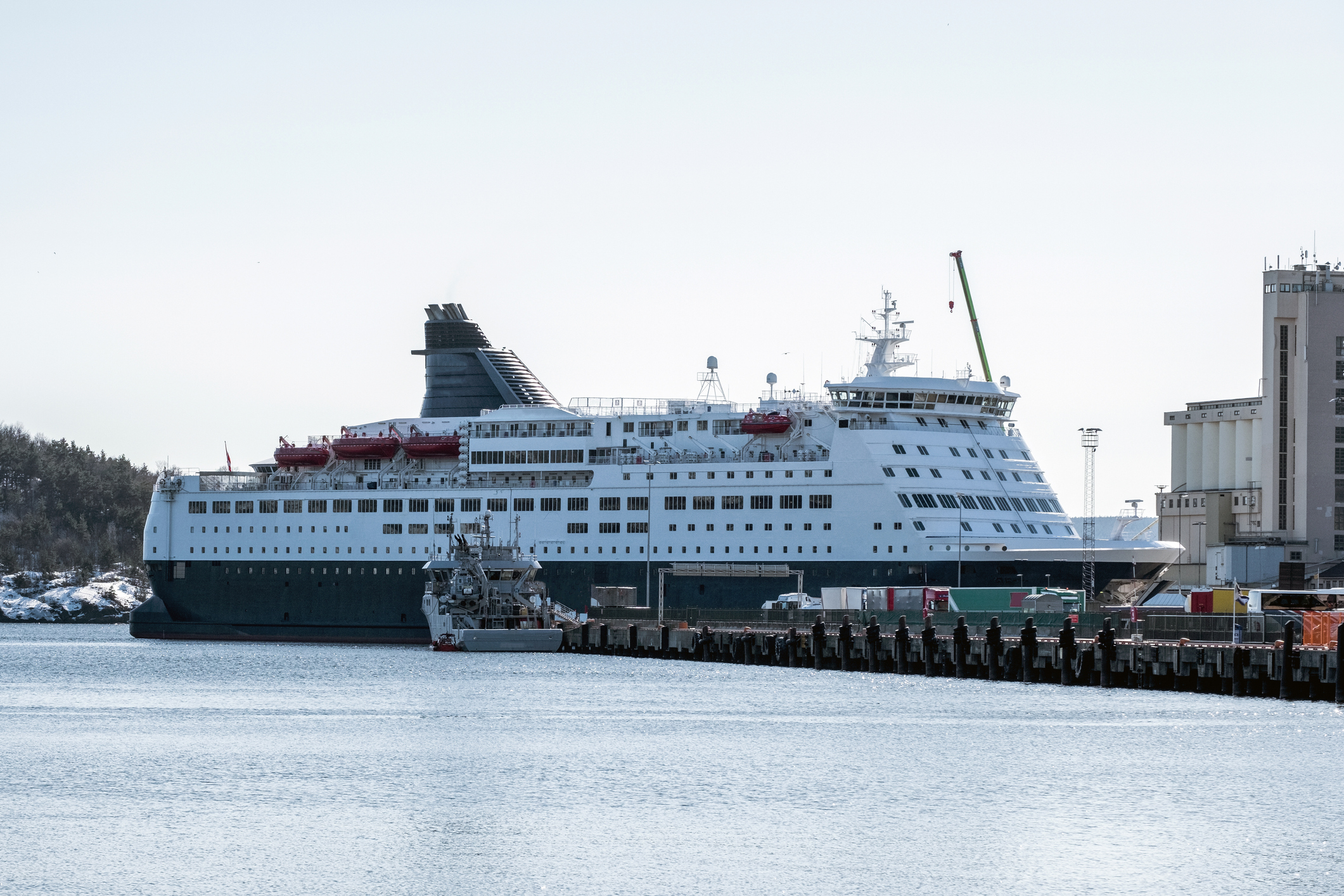 Docked cruise ship.