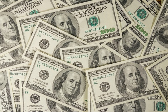 Pile of $100 bills. 