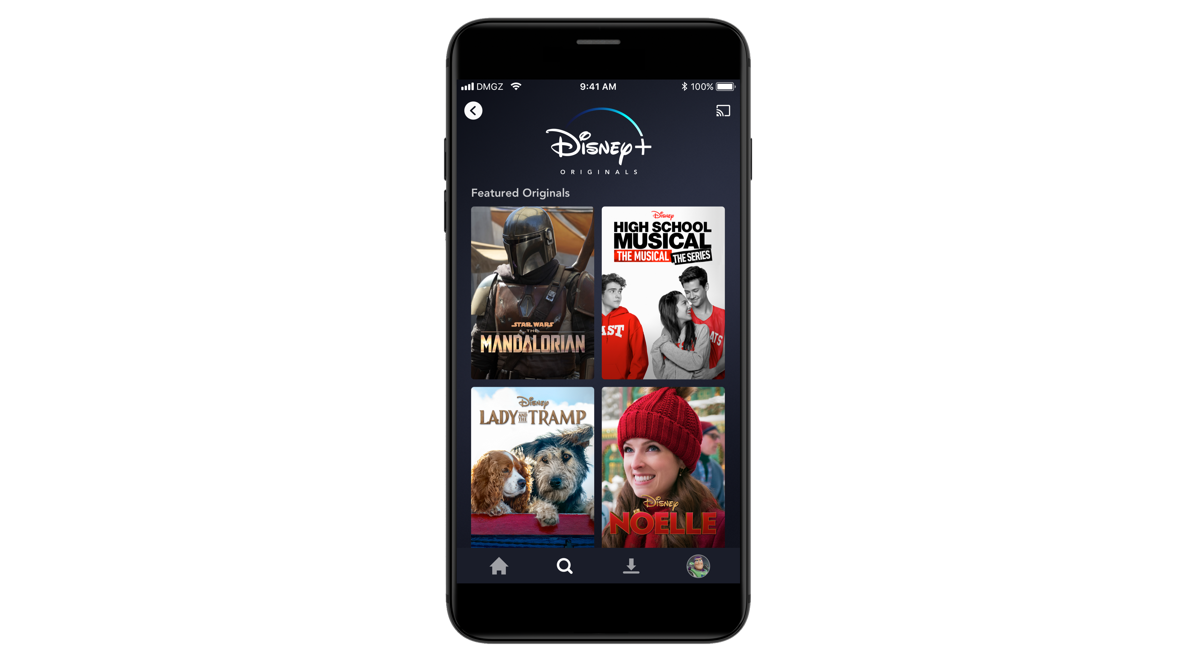 Disney+ app on mobile.