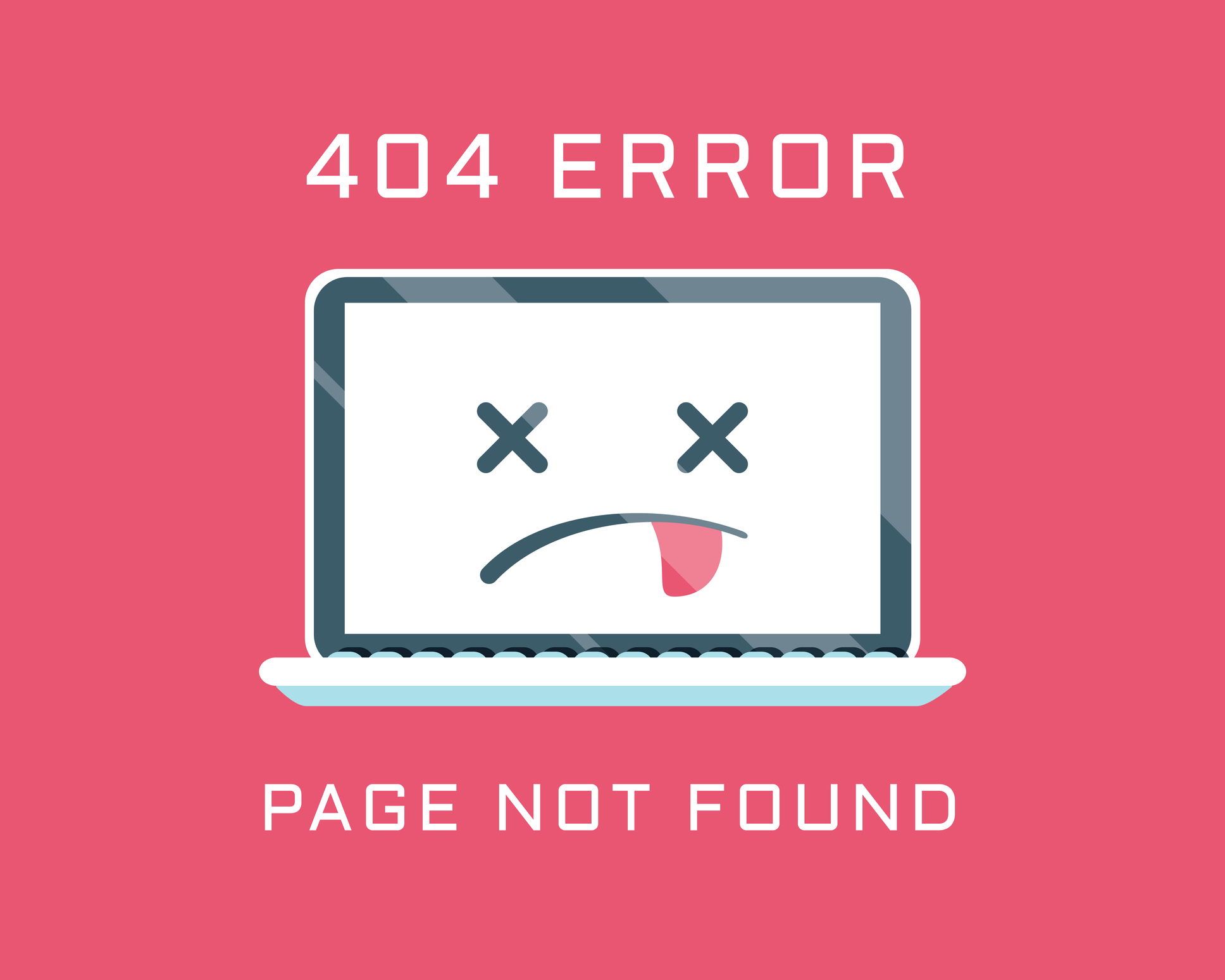 Sick computer icon with words 404 ERROR PAGE NOT FOUND