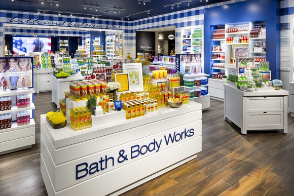 The interior of a Bath & Body Works store