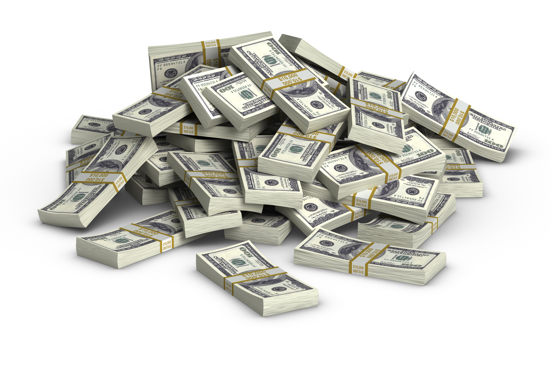 Stack of 100 dollar bills.