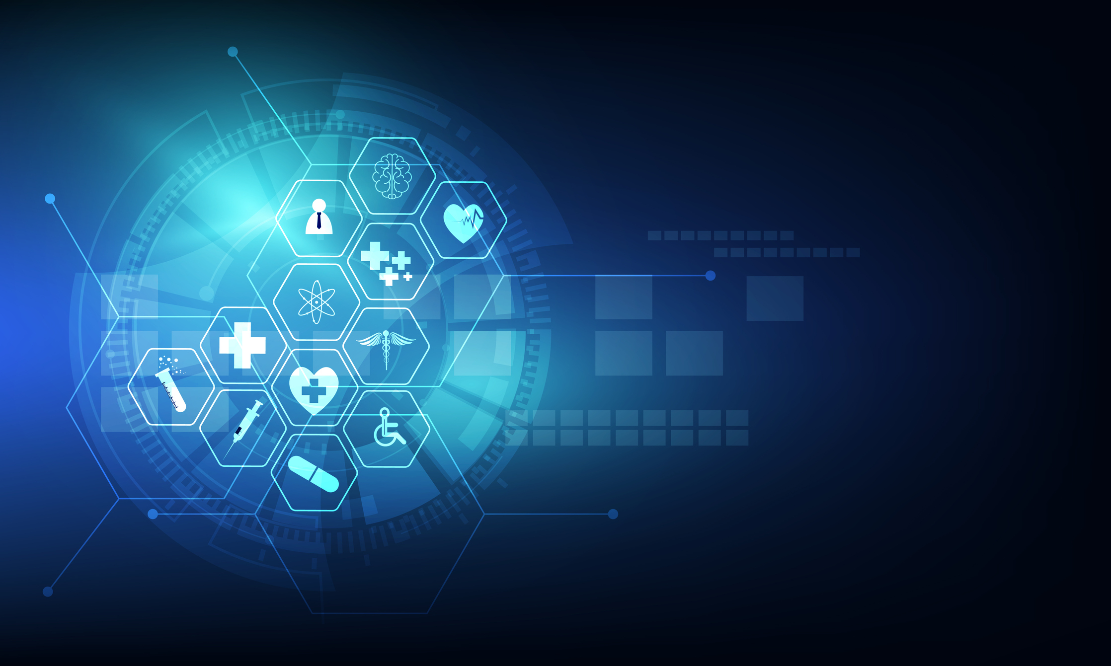 Digital icons for healthcare services.