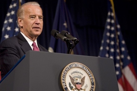 Joe Biden speaking with reporters. 