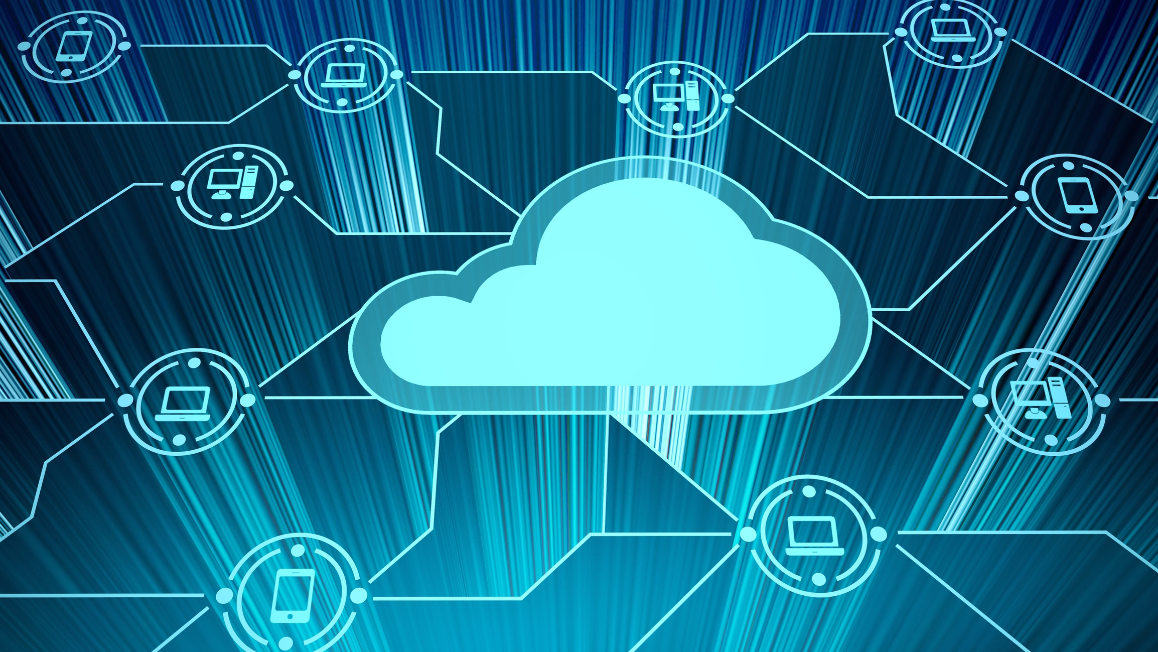 A network of cloud computing connections.