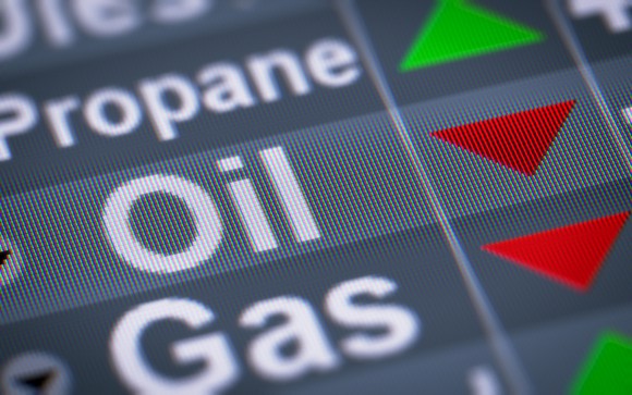 Screen shot of oil prices falling.
