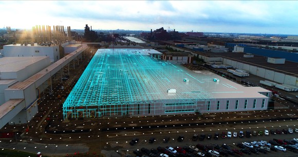 A rendering of a new industrial building on Ford's Rouge site. 