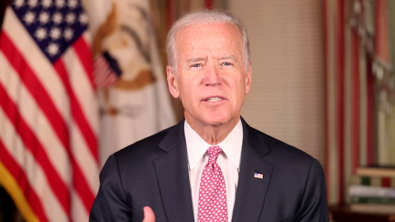 Joe Biden with U.S. flag in background