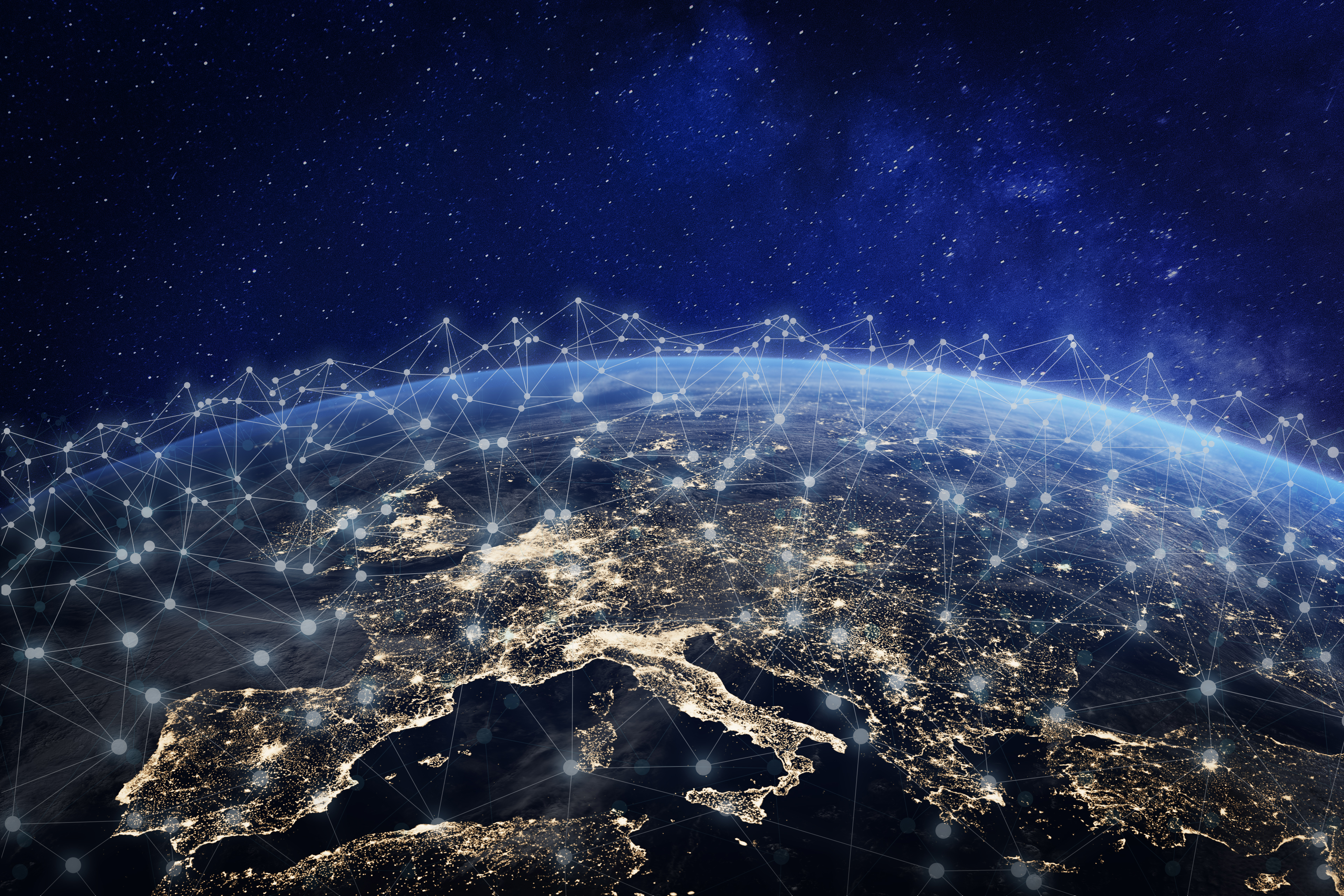 A visualization of networking connections across the world.