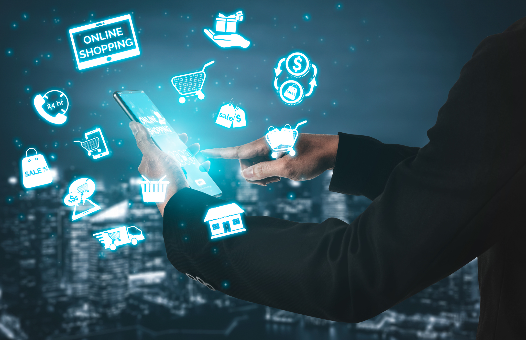 Apps swirling around a smartphone