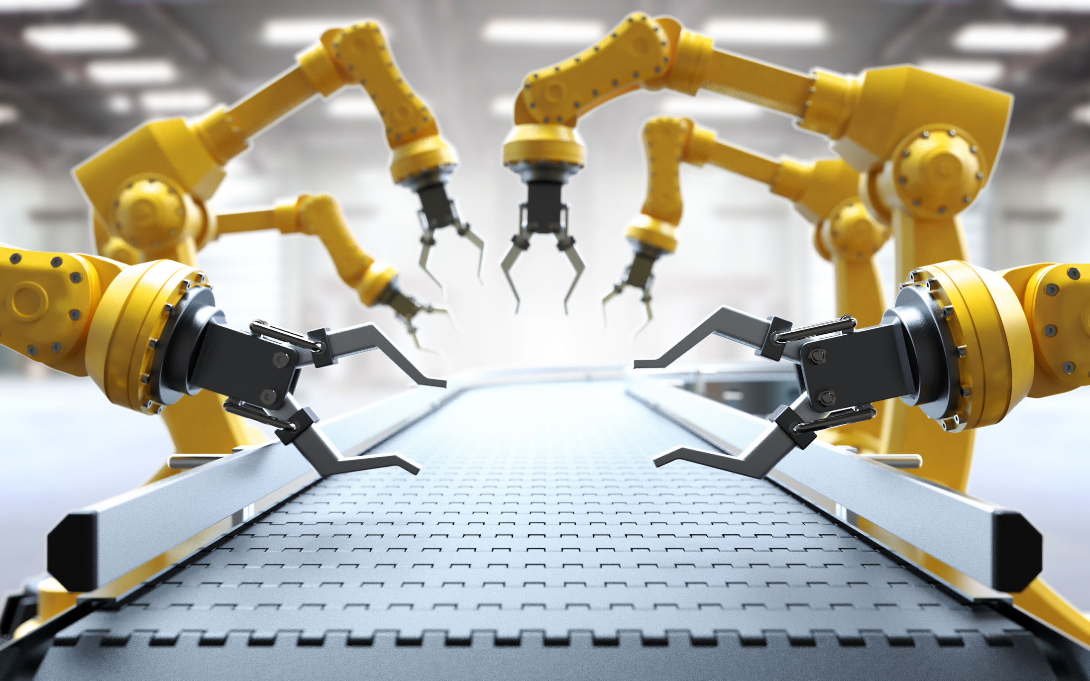 An automated assembly line.