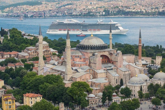 Carnival's Regal Princess sailing through Istanbul.