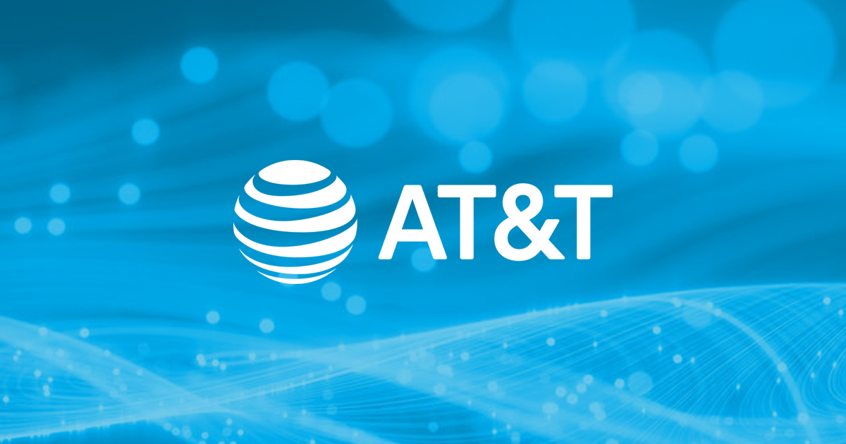 The AT&T logo over a blue background