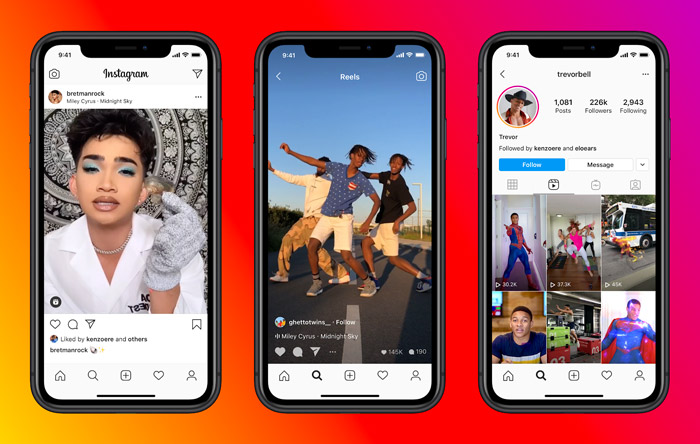 Screenshots of Instagram Reels.