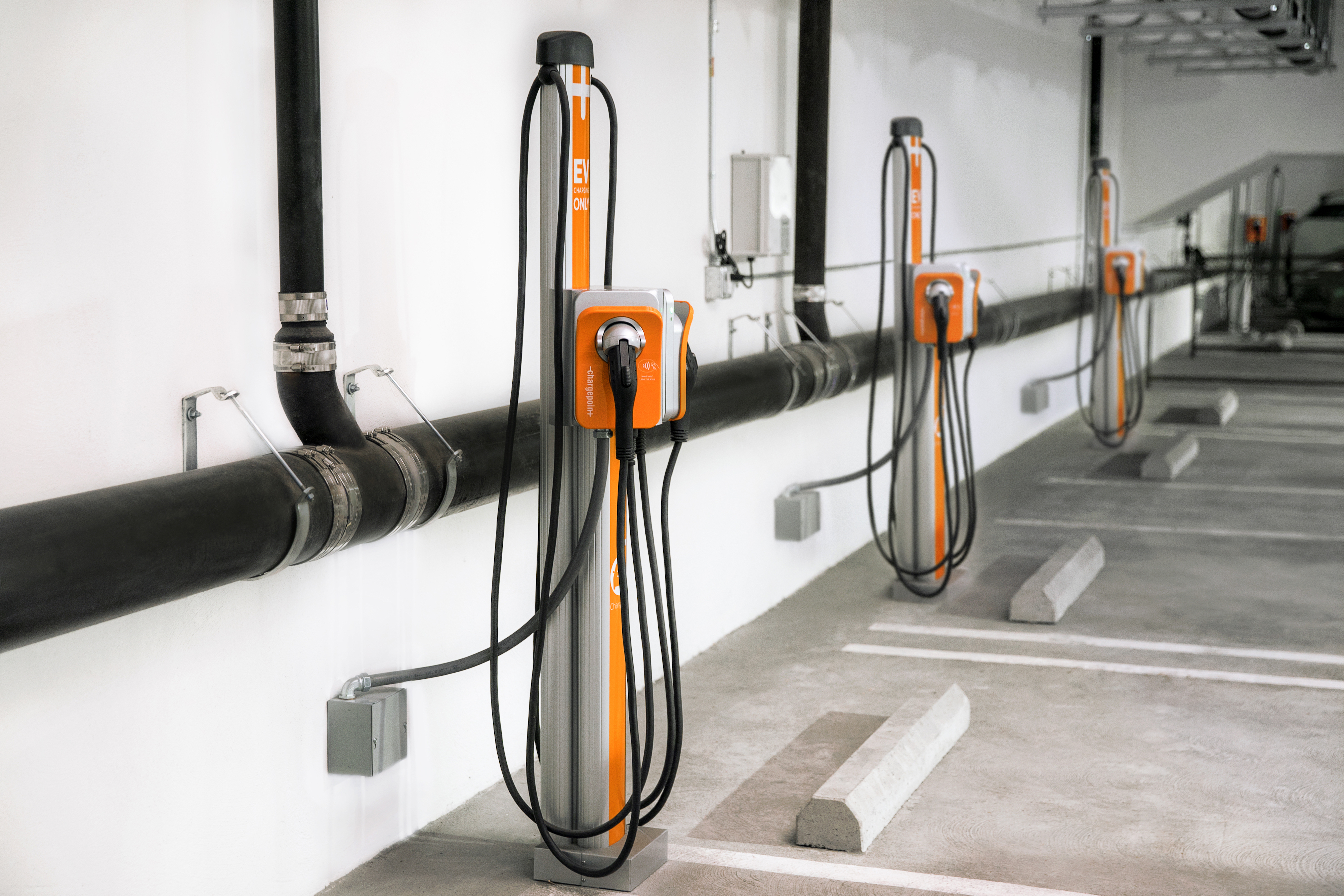 ChargePoint charging stations in parking garage