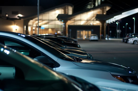 Row of cars at a rental lot