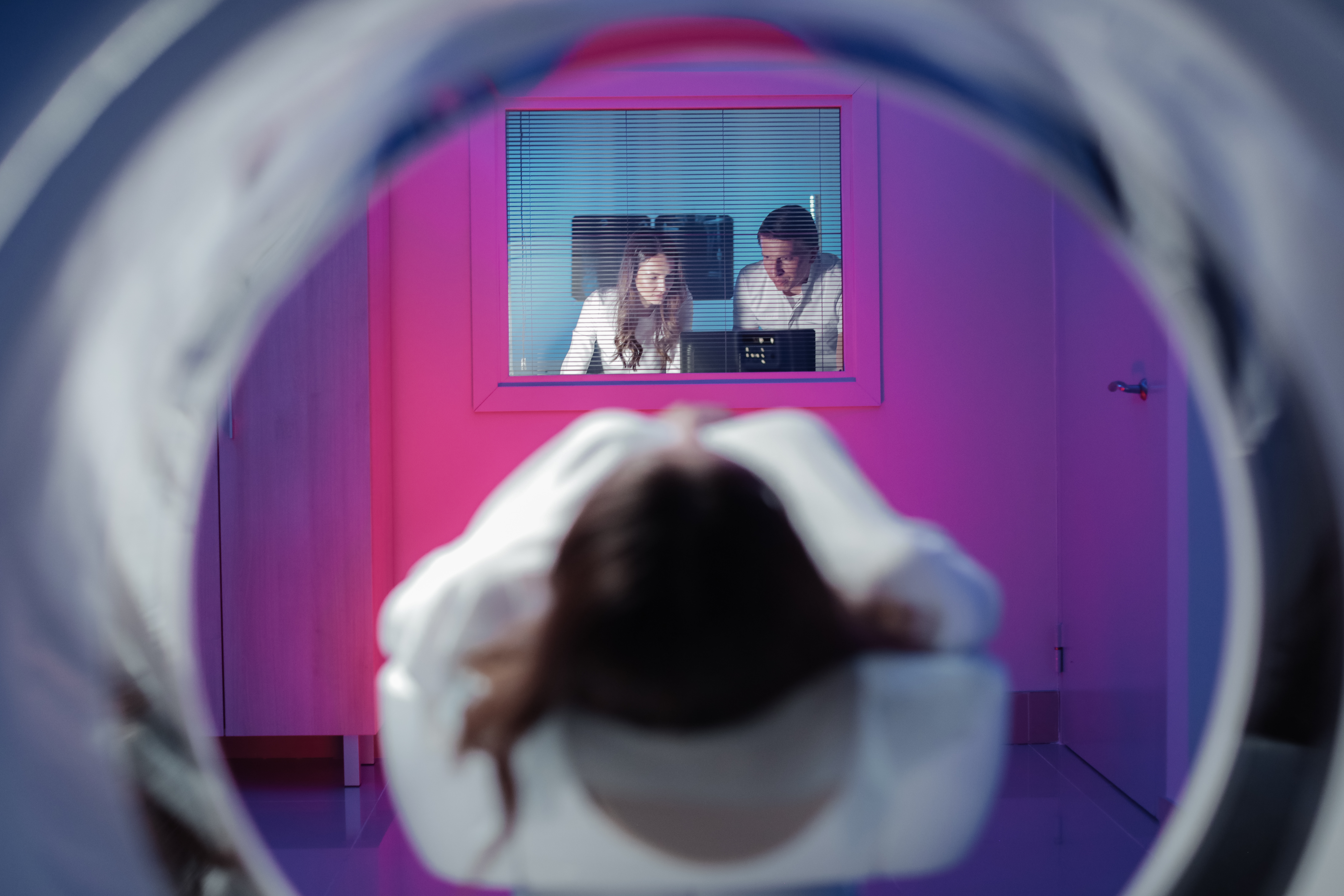 Woman receiving a CT scan.