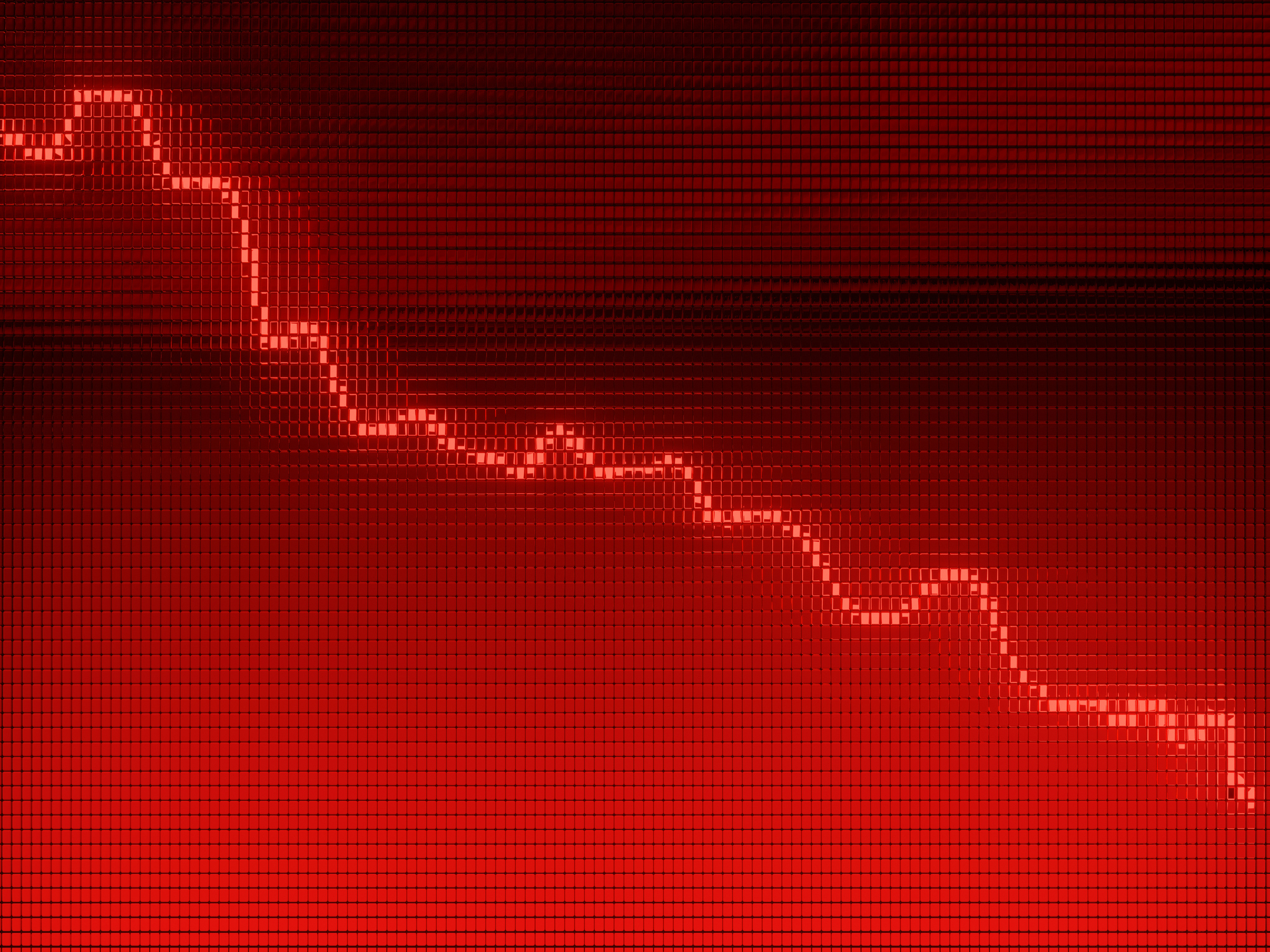 A red line graph going down.