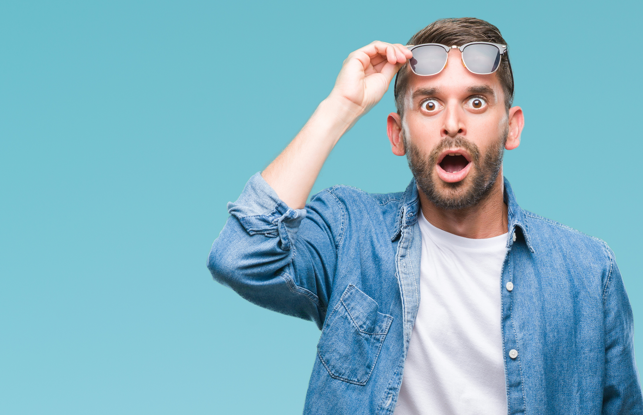 Man with surprised look on his face.