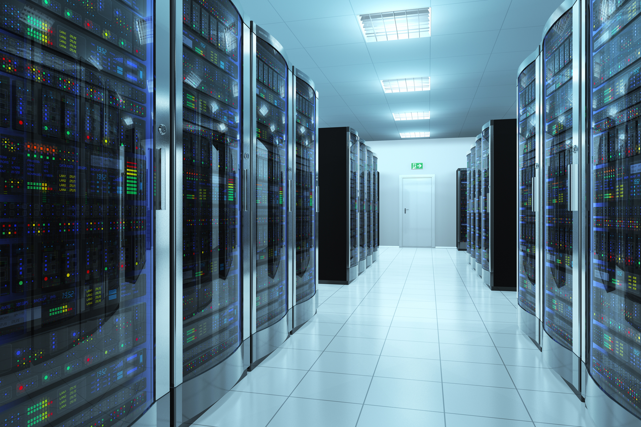Servers and networking equipment in a data center.