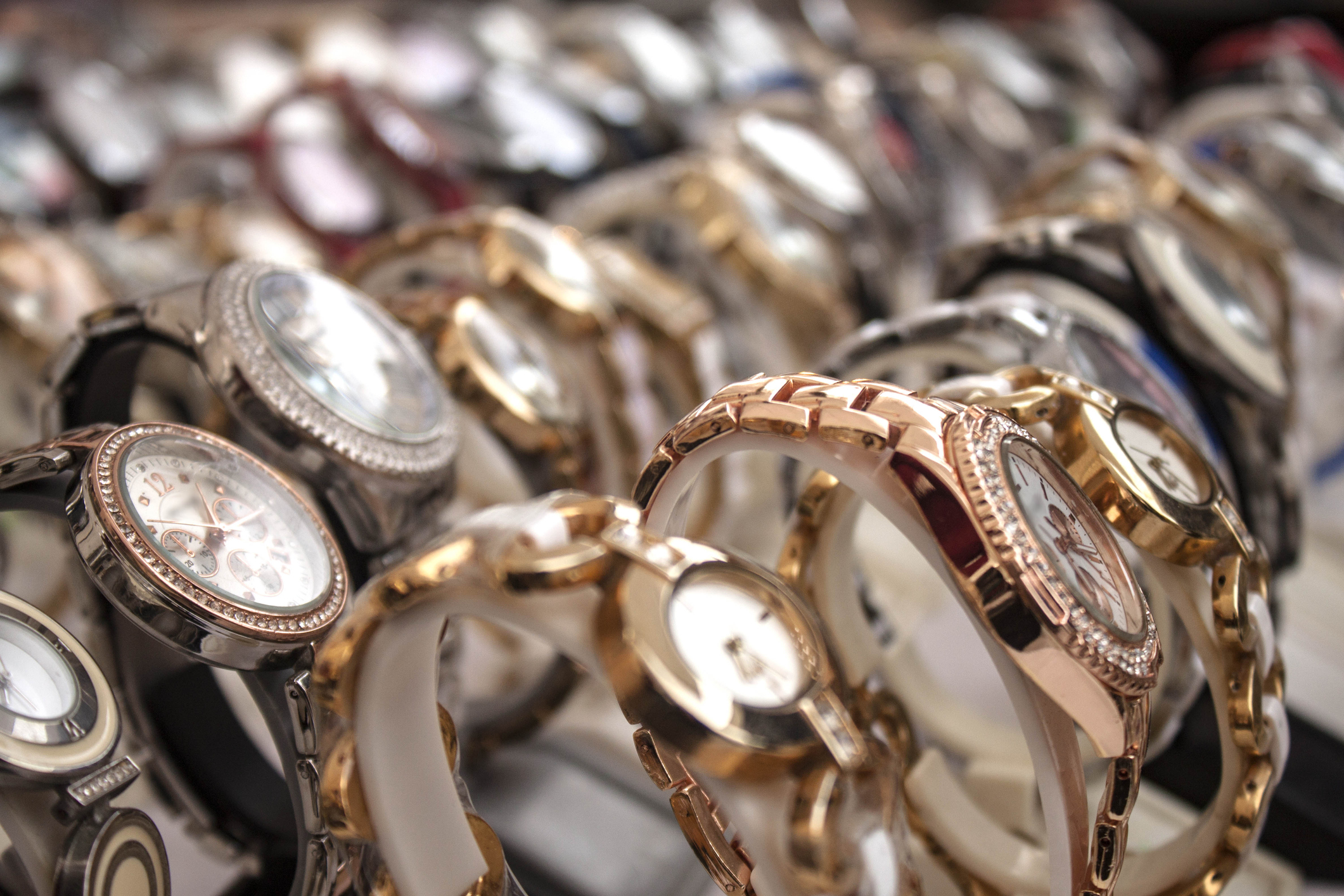 luxury watches on display