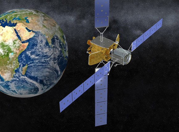 Northrop Grumman's MEV-1 space tug over Earth. 