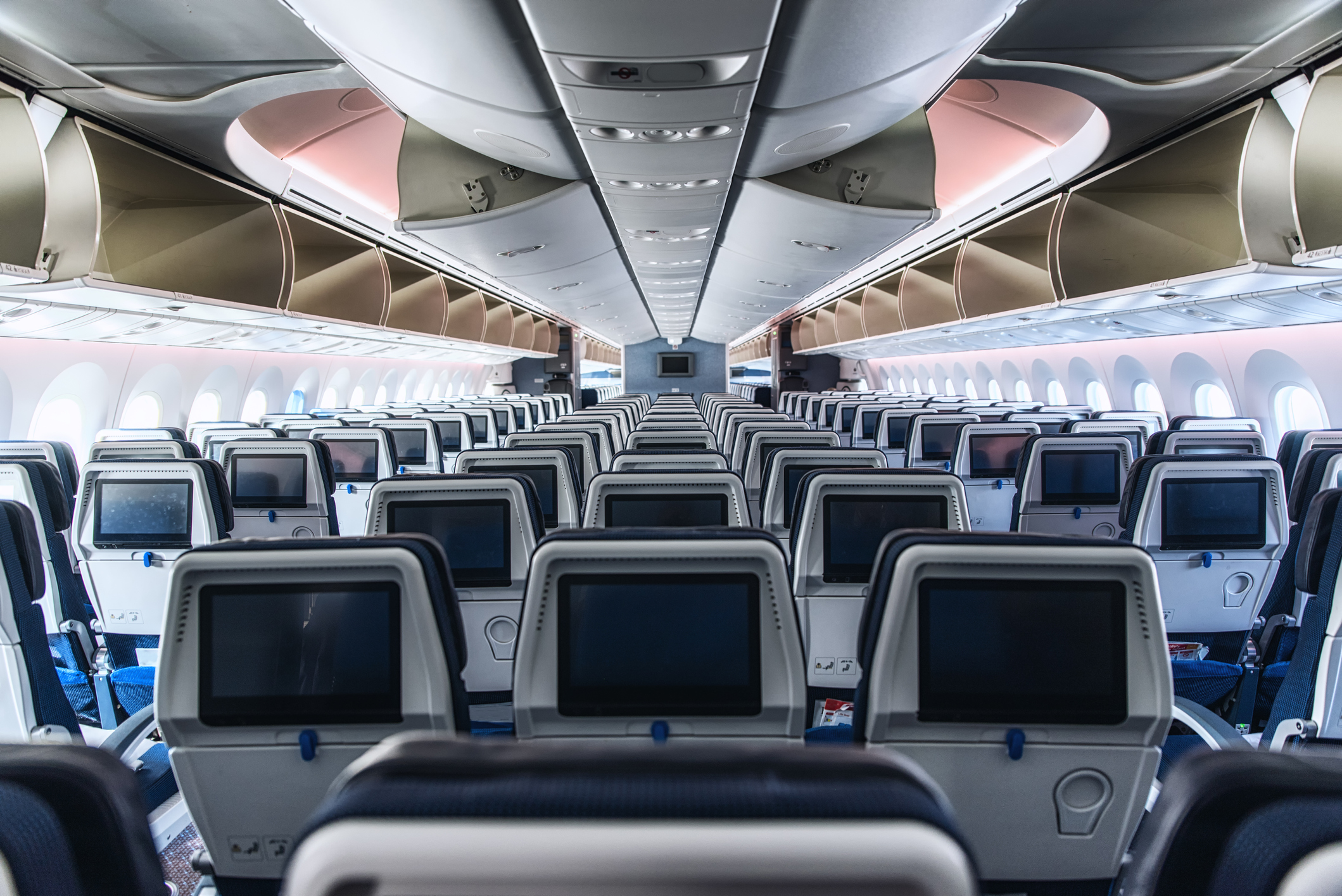 An aircraft cabin.