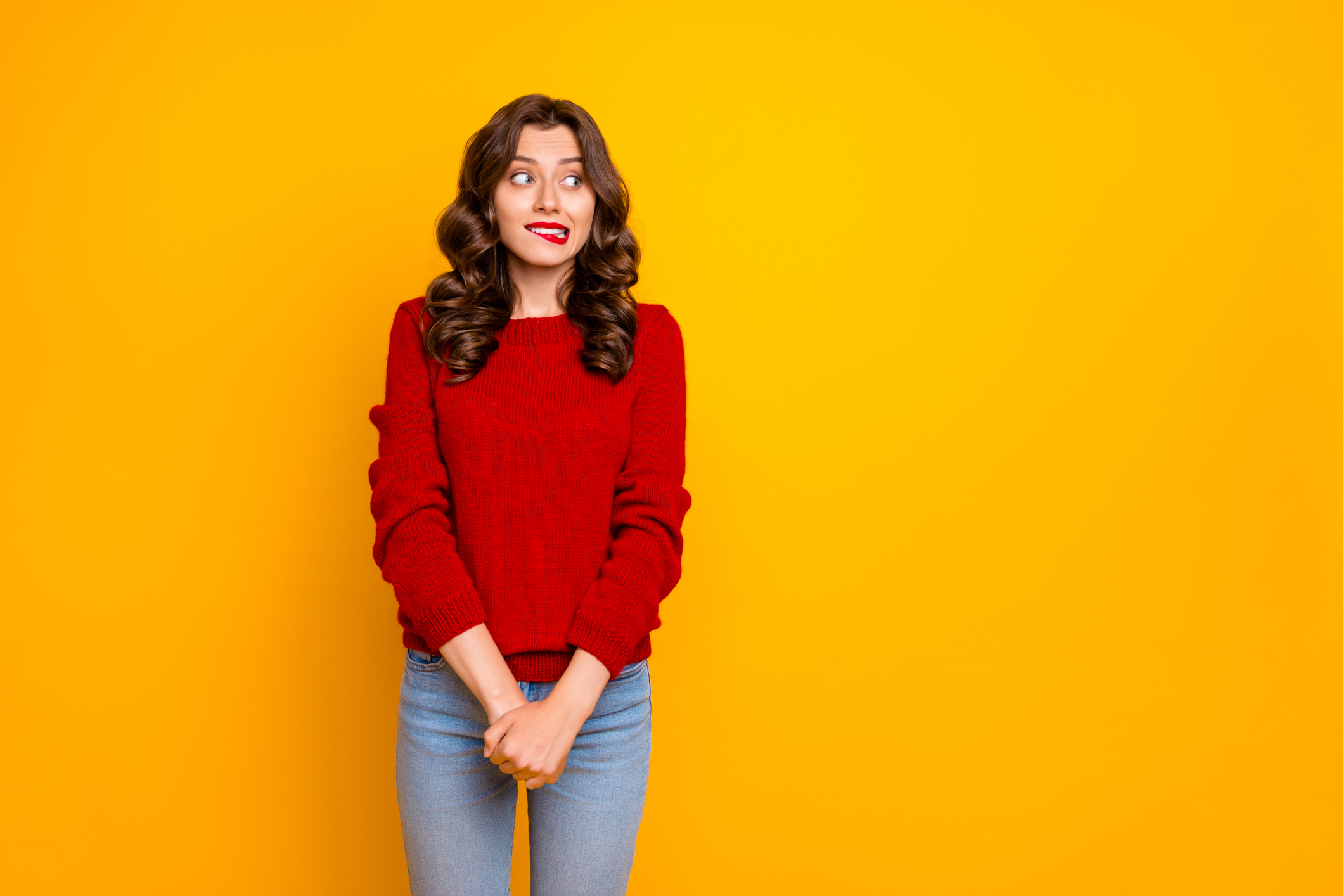 Woman looking nervous
