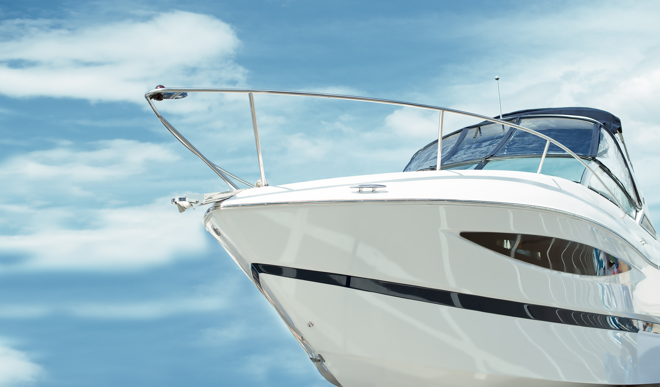 the front view of a motorboat.