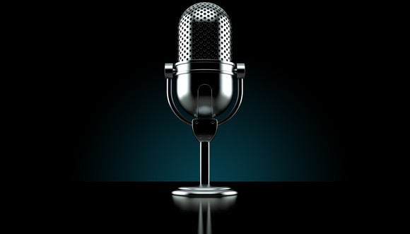 Radio microphone on a table.