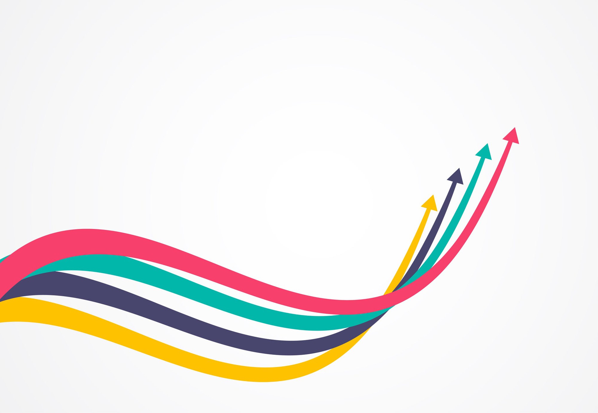 Four wavy arrows zooming up
