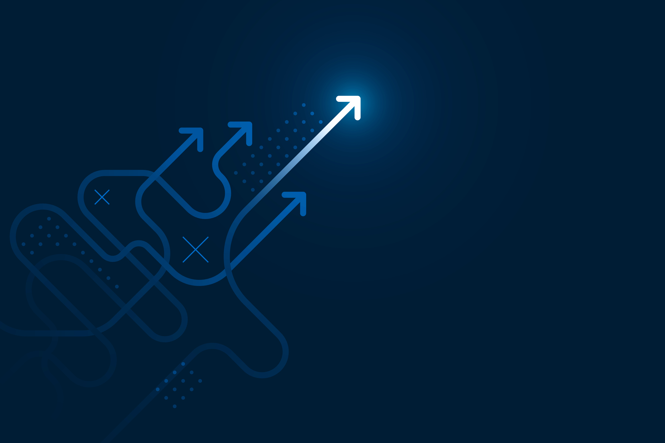 Drawing of arrows pointing up and to the right.