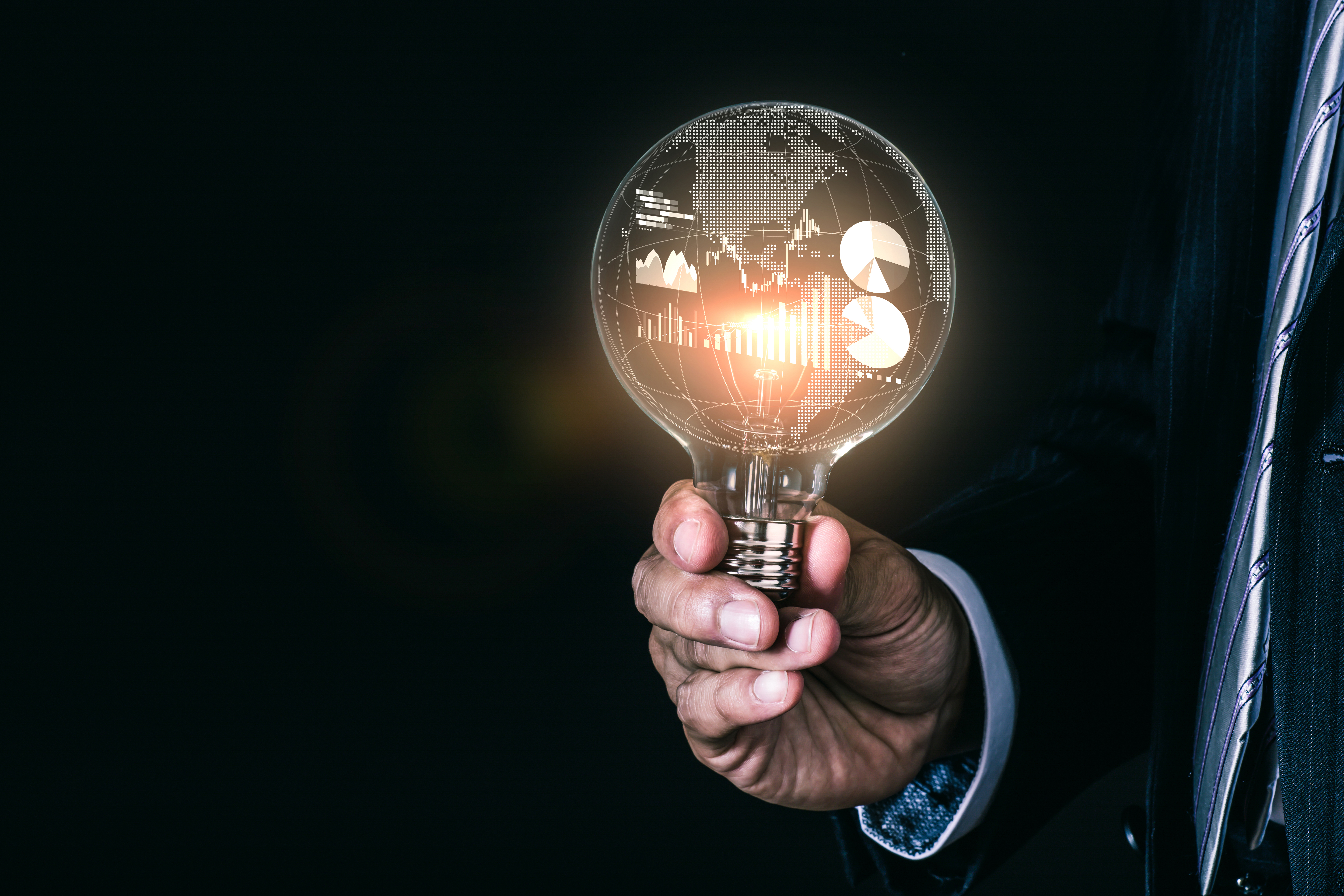 A person holding a lightbulb.