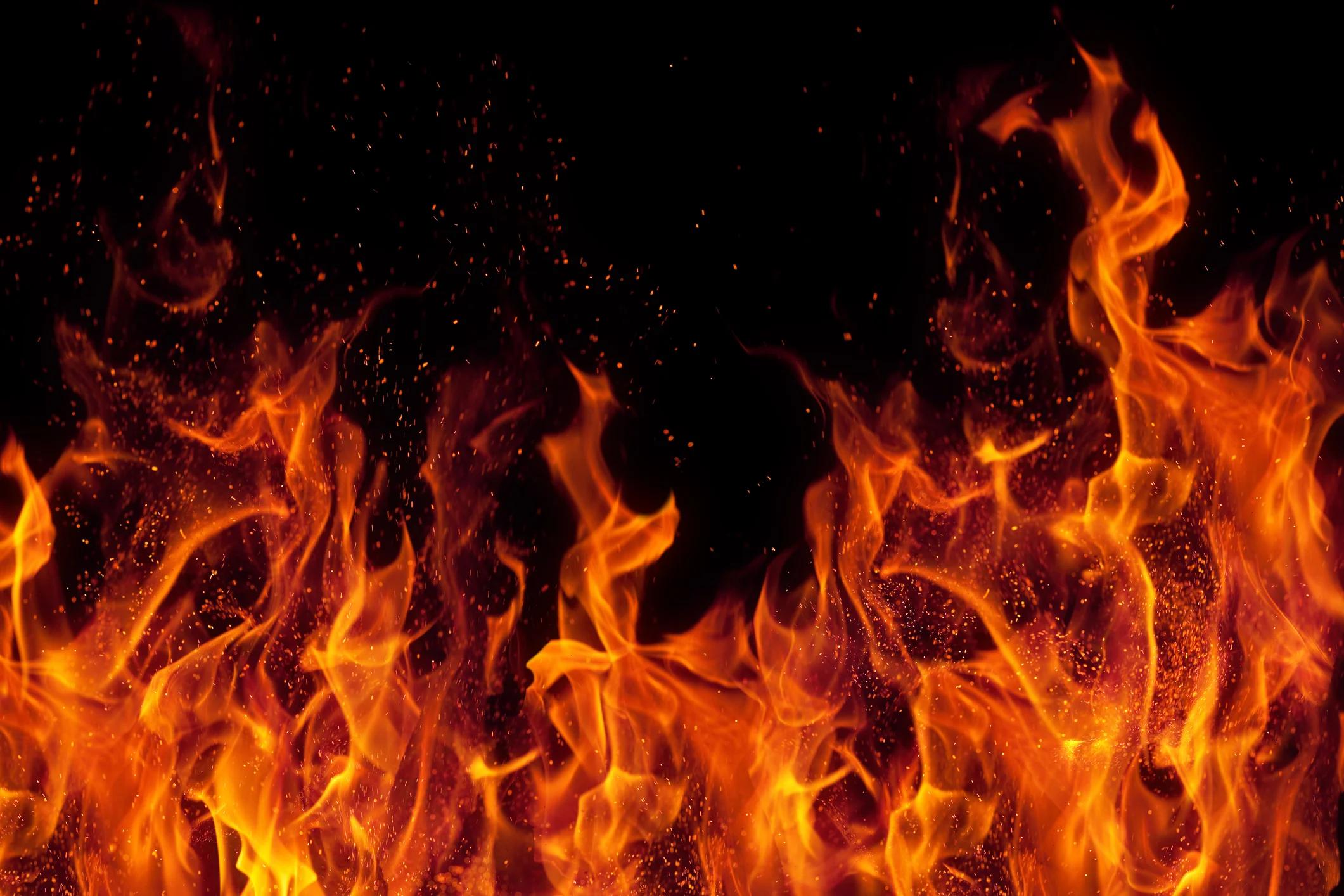 Flames against a black background.