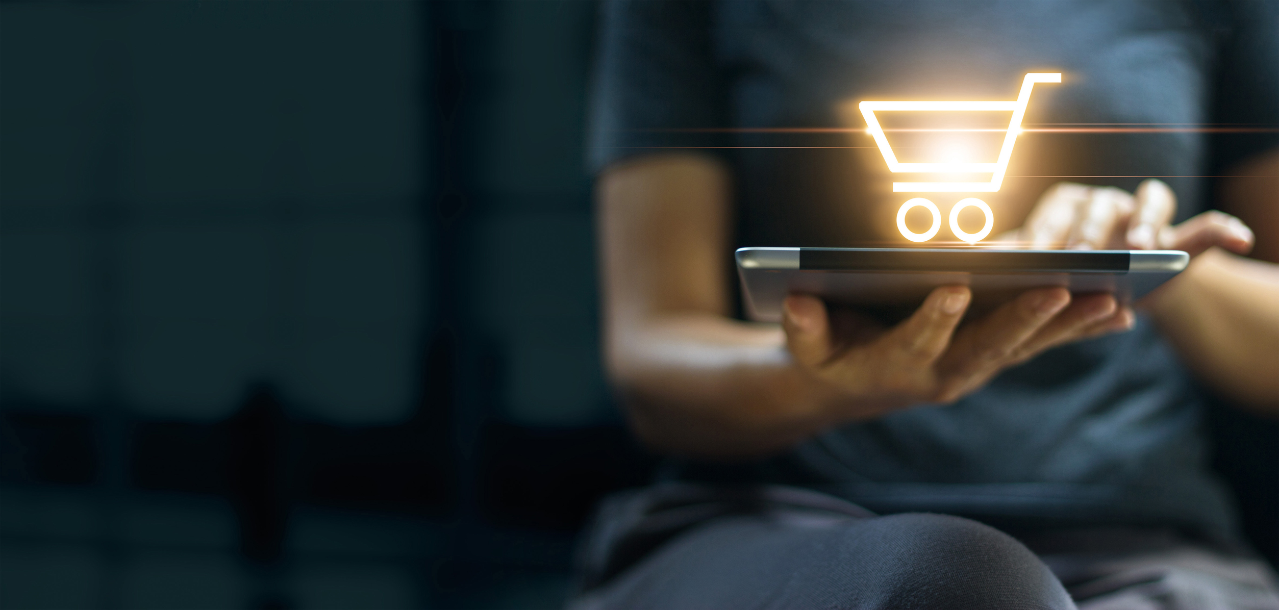 Image of tablet with shopping cart