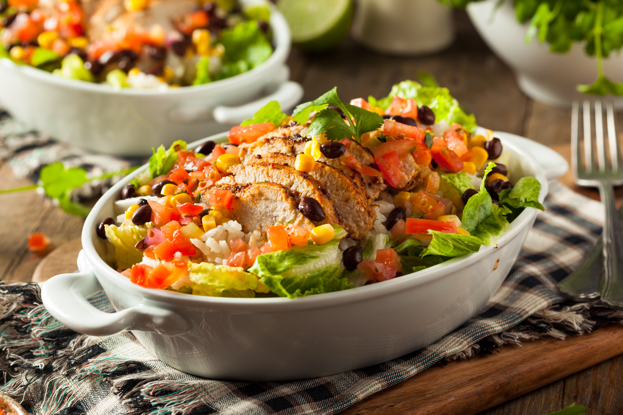 A chicken burrito bowl.