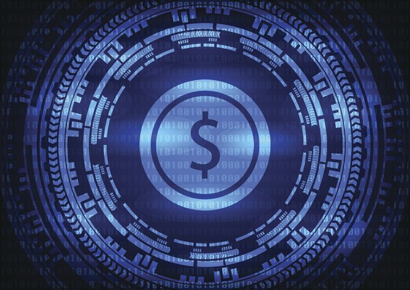 A digital dollar symbol