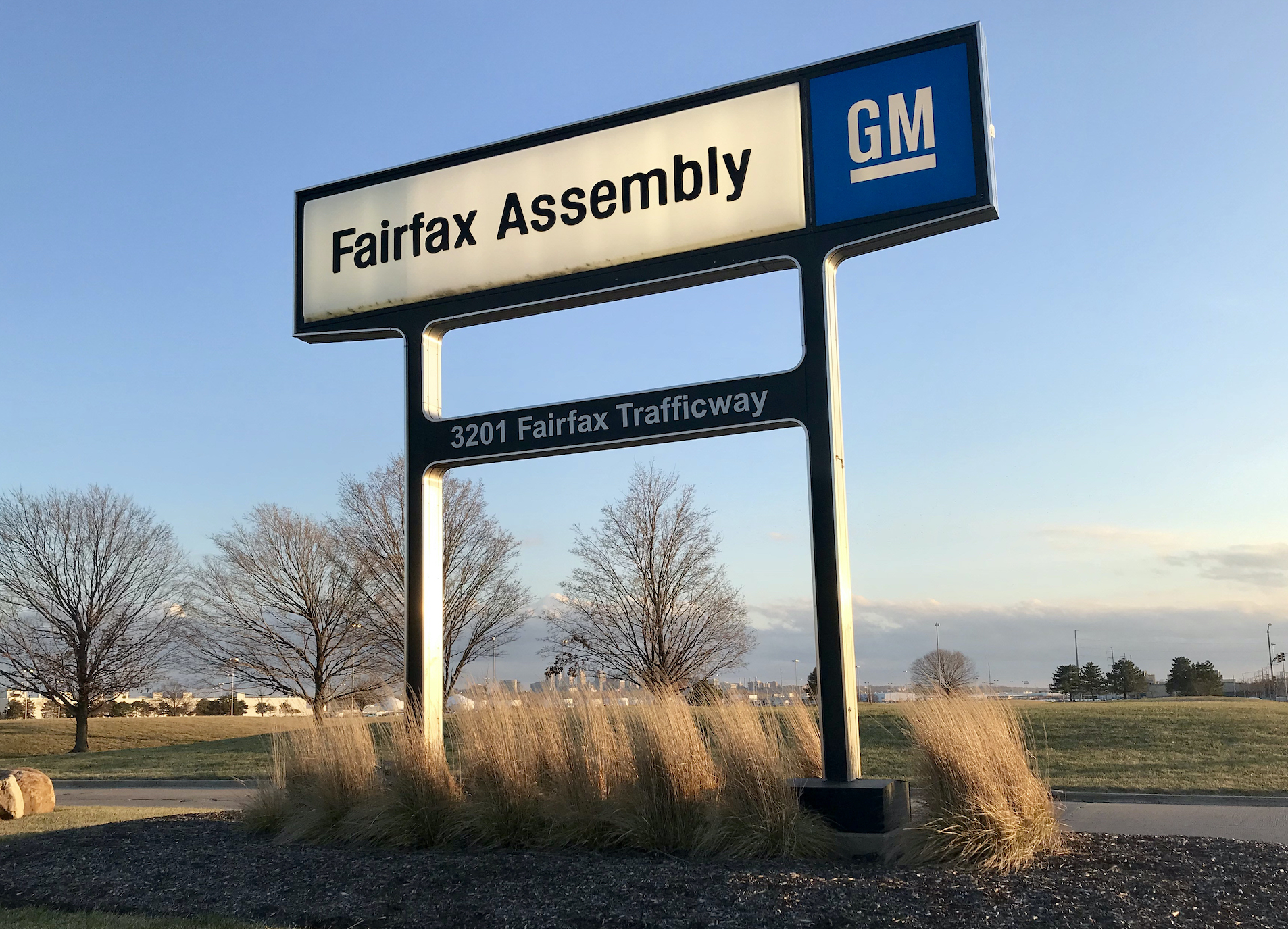A sign outside GM's Fairfax Assembly Plant.