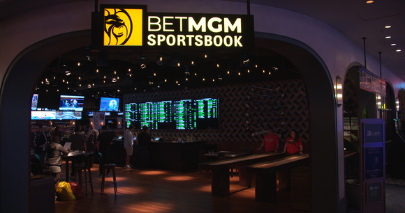 Casino floor with BetMGM retail sportsbook sign